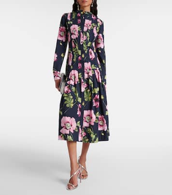 Abito midi in misto cotone con stampa | Oscar de la Renta