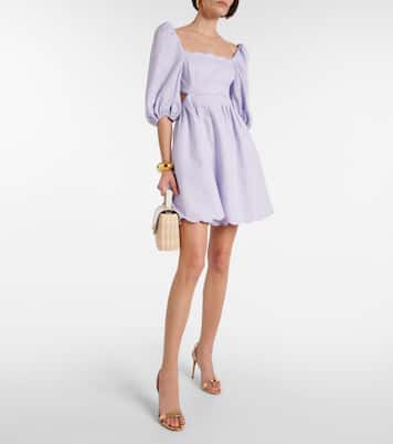 Vestido corto Halliday de lino festoneado | Zimmermann