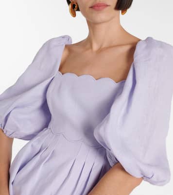 Vestido corto Halliday de lino festoneado | Zimmermann