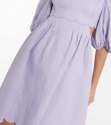 Vestido corto Halliday de lino festoneado | Zimmermann