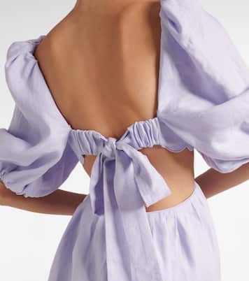 Vestido corto Halliday de lino festoneado | Zimmermann