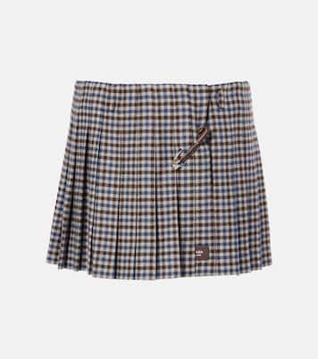 Minigonna in twill di lana a quadri | Prada