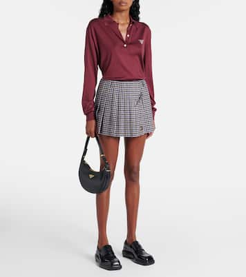 Minigonna in twill di lana a quadri | Prada