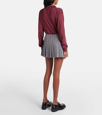 Minigonna in twill di lana a quadri | Prada