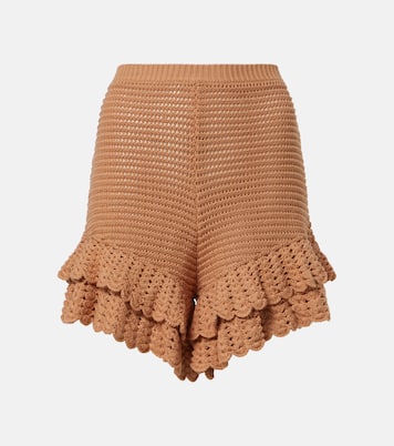 Ruffled crochet cotton shorts | Chloé