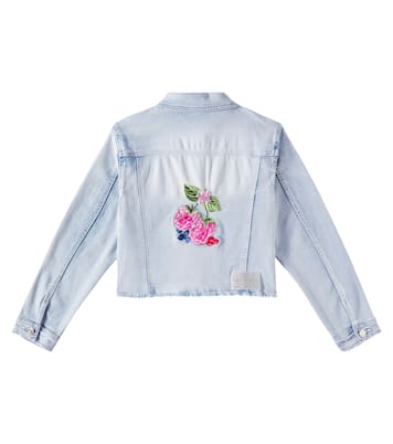 Distressed patch-appliqué denim jacket | Monnalisa