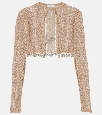 Cardigan cropped in crochet con decorazioni | Rabanne