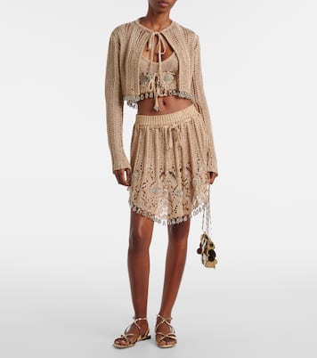 Cardigan cropped in crochet con decorazioni | Rabanne