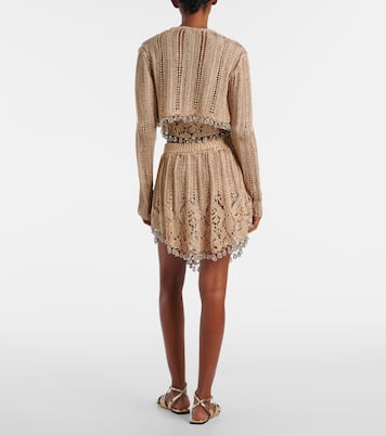 Cardigan cropped in crochet con decorazioni | Rabanne