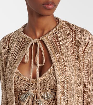 Cardigan cropped in crochet con decorazioni | Rabanne