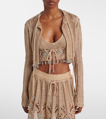 Cardigan cropped in crochet con decorazioni | Rabanne