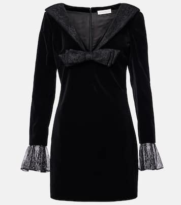 Lace-trimmed cotton velvet minidress | Nina Ricci