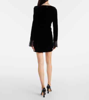Lace-trimmed cotton velvet minidress | Nina Ricci