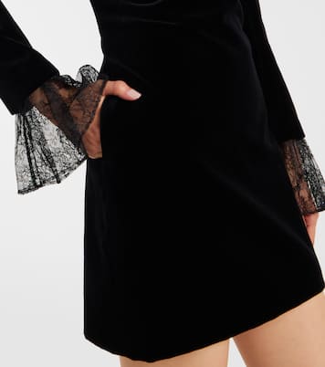 Lace-trimmed cotton velvet minidress | Nina Ricci
