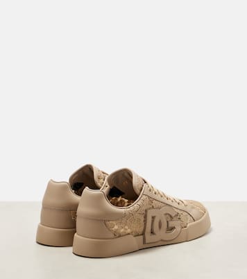 Zapatillas Portofino de piel con encaje | Dolce&Gabbana
