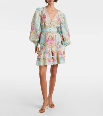 Embellished floral linen and silk minidress | Camilla