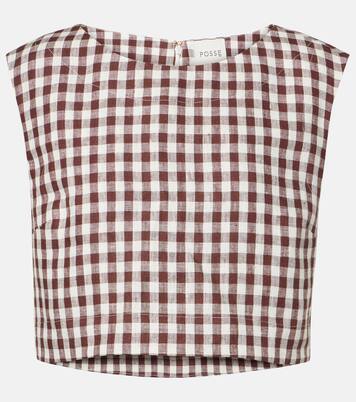 Martina gingham linen crop top | Posse