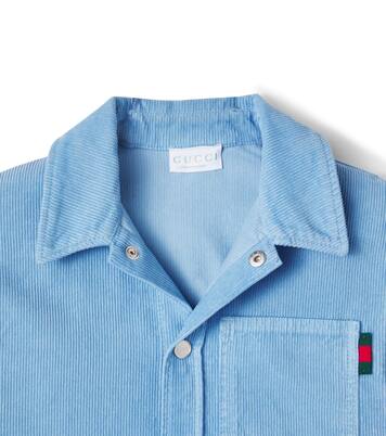 Camicia Web Stripe in velluto a coste | Gucci Kids