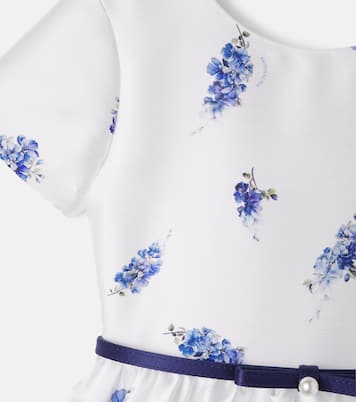 Bow-detail floral crêpe dress | Monnalisa