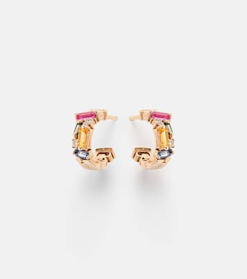 Boucles d'oreilles en or rose 18 ct, diamants et saphirs | Suzanne Kalan