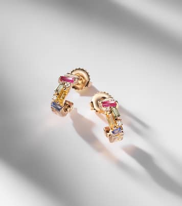 Boucles d'oreilles en or rose 18 ct, diamants et saphirs | Suzanne Kalan