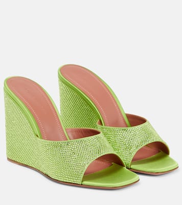 Wedge-Pantoletten Lupita aus Satin mit Kristallen | Amina Muaddi