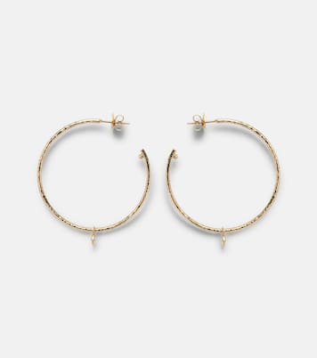 Orecchini a cerchio Nesting Gem Medium in oro 18kt con smeraldi | Octavia Elizabeth