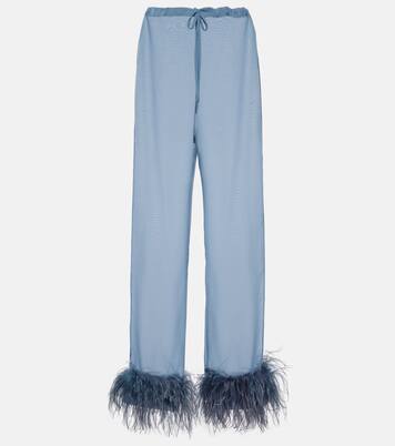 Plumage feather-trimmed wide-leg pants | Oséree