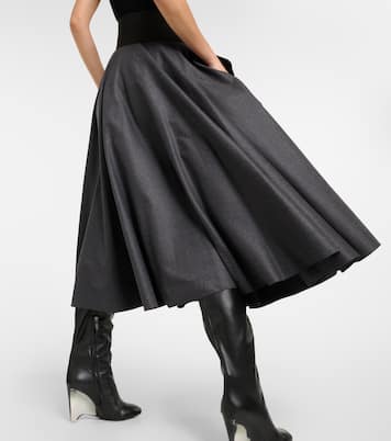 High-Rise-Midirock aus Schurwolle | Alaïa