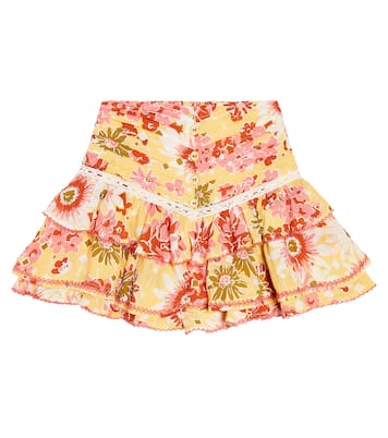 Alizee floral ruflled cotton skirt | Poupette St Barth Kids