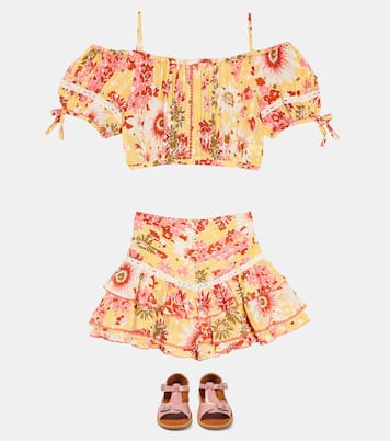 Alizee floral ruflled cotton skirt | Poupette St Barth Kids