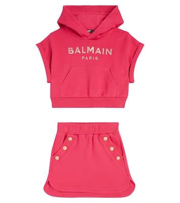 Set de sudadera y falda de forro polar | Balmain Kids