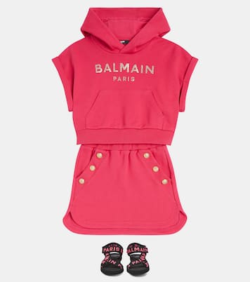 Set de sudadera y falda de forro polar | Balmain Kids