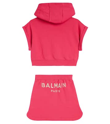 Set de sudadera y falda de forro polar | Balmain Kids