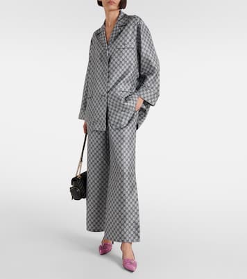 Weite Hose GG aus Seiden-Twill | Gucci