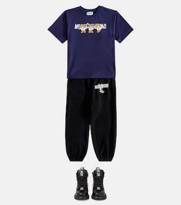 Anfibi in pelle con logo | Moschino Kids
