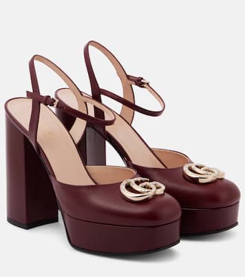 Double G leather platform pumps | Gucci
