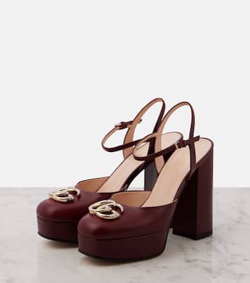 Double G leather platform pumps | Gucci