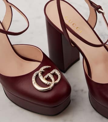 Double G leather platform pumps | Gucci