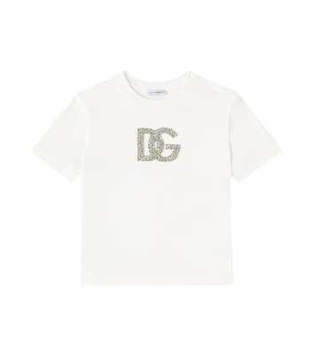 Camiseta de jersey de algodón con DG adornada | Dolce&Gabbana Kids