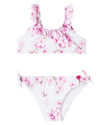 Bikini con stampa floreale e volant | Monnalisa