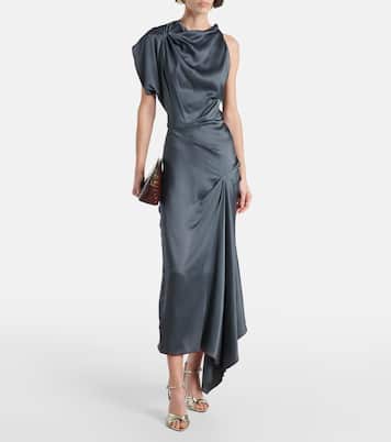 Asymmetric draped satin gown | Victoria Beckham
