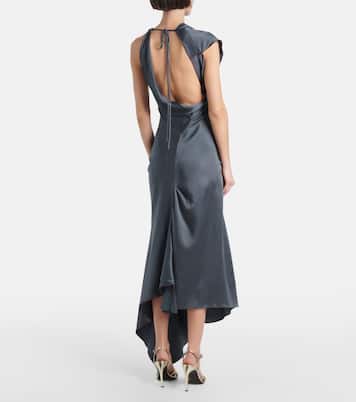 Asymmetric draped satin gown | Victoria Beckham