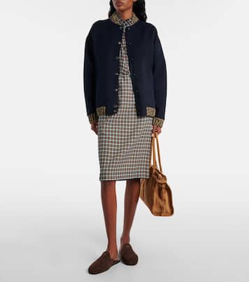 Gonna midi in misto seta a quadri | Prada