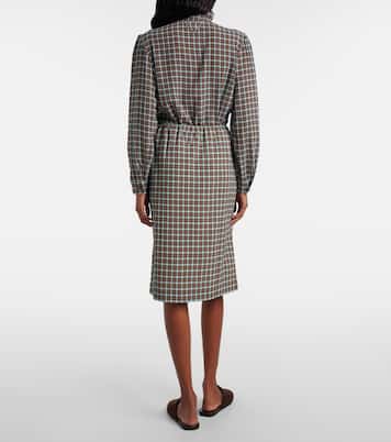 Gonna midi in misto seta a quadri | Prada