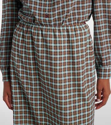 Gonna midi in misto seta a quadri | Prada