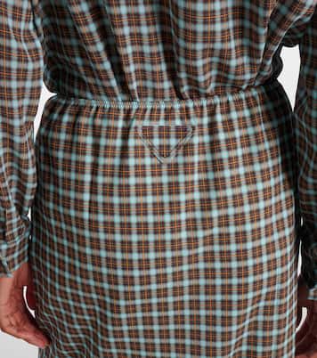 Gonna midi in misto seta a quadri | Prada