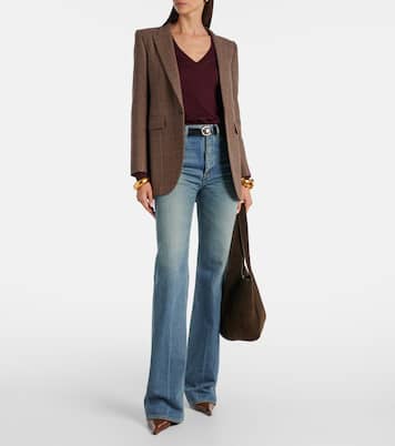 Blazer en laine et cachemire à carreaux | Saint Laurent