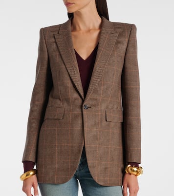 Blazer en laine et cachemire à carreaux | Saint Laurent