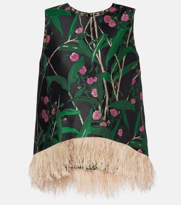 La Scala feather-trimmed jacquard top | La DoubleJ